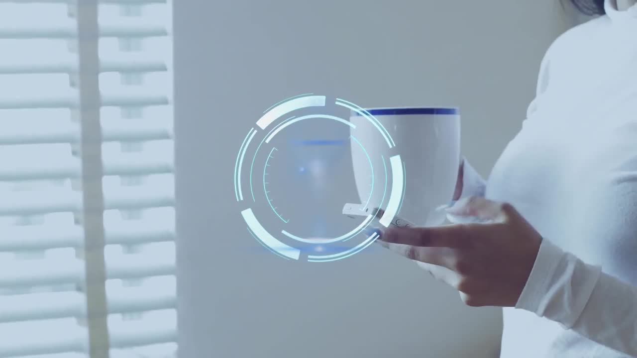 Animation of scope scanning over woman using smartphone