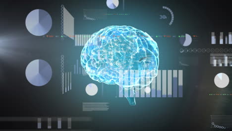 animación del cerebro humano y procesamiento de datos