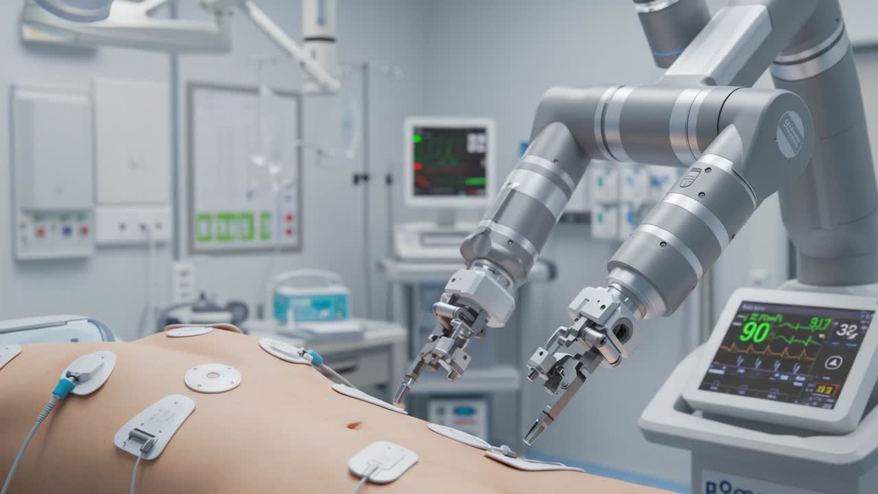 Innovative Robotic Surgery: Highly Precise Surgical Robot Engaging with Patient in a Modern Medical Environment for Advanced Surgical Procedures