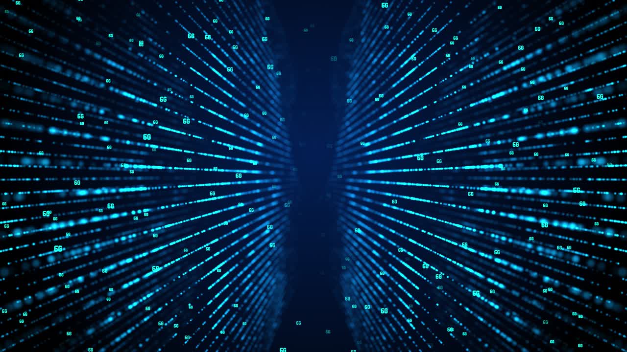Animation of 6g text blue hispeed internet light streaks loop new background cloud computing