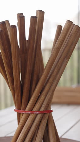 wooden rod arrangement