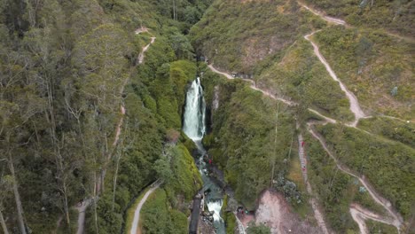 vista aérea de la cascada de peguche en otavalo