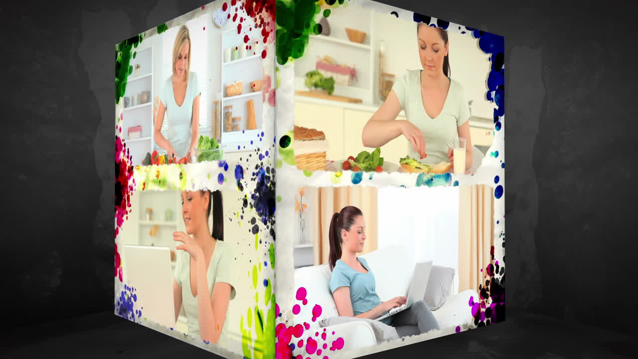 cubo de animación 3d de las mujeres