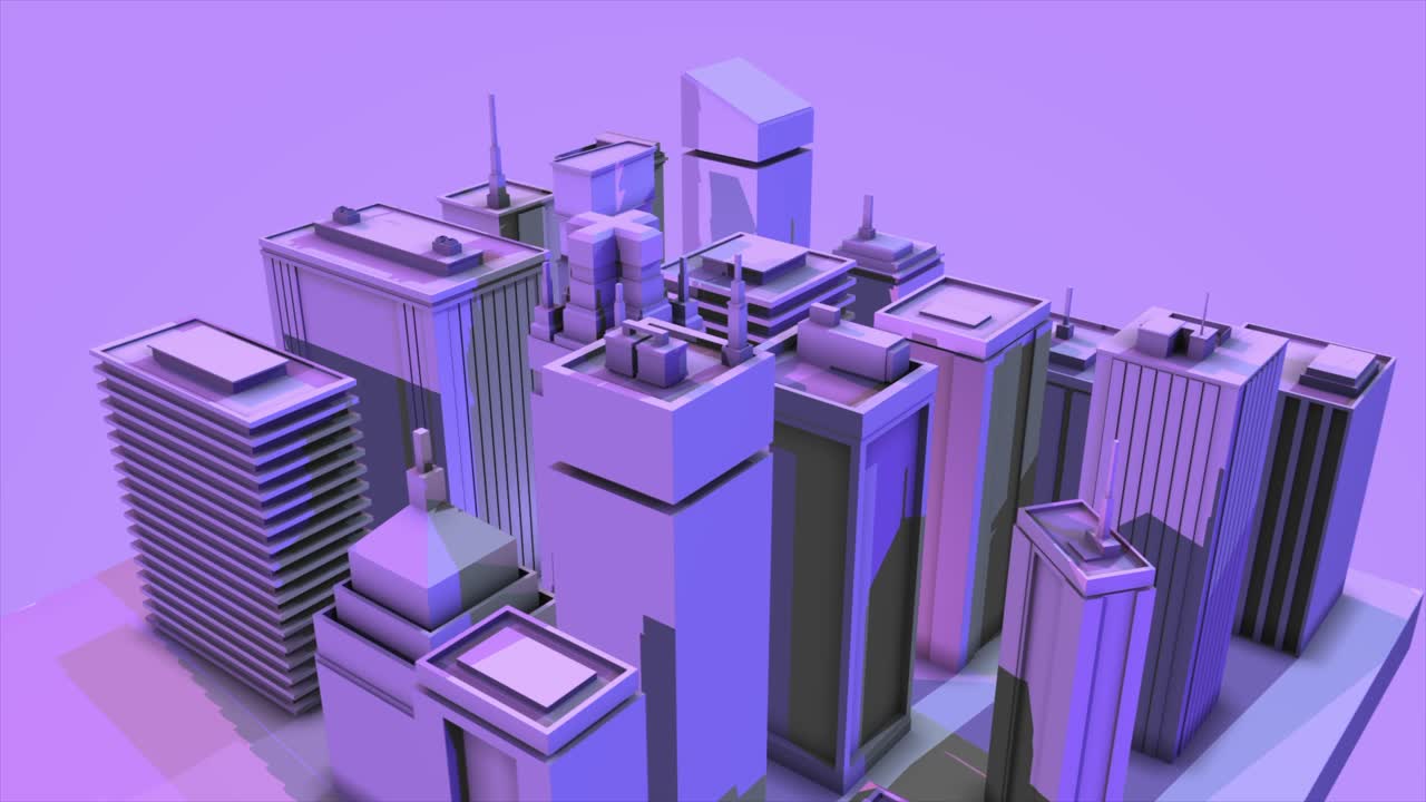 Purple Low-Poly Cityscape