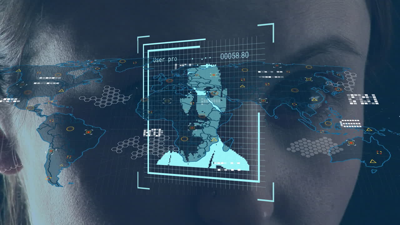 animación del globo con red de conexiones y fotos de personas