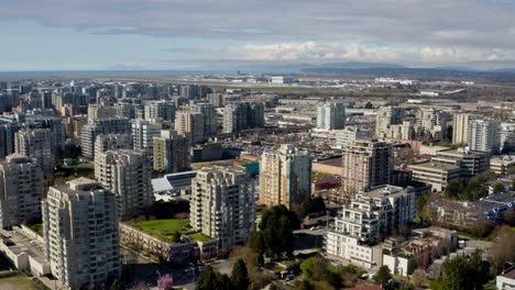 Multi-story-Buildings-In-Downtown-Richmond-On-A-Sunny-Summer-Day-In-Metro-Vancouver,-BC,-Canada