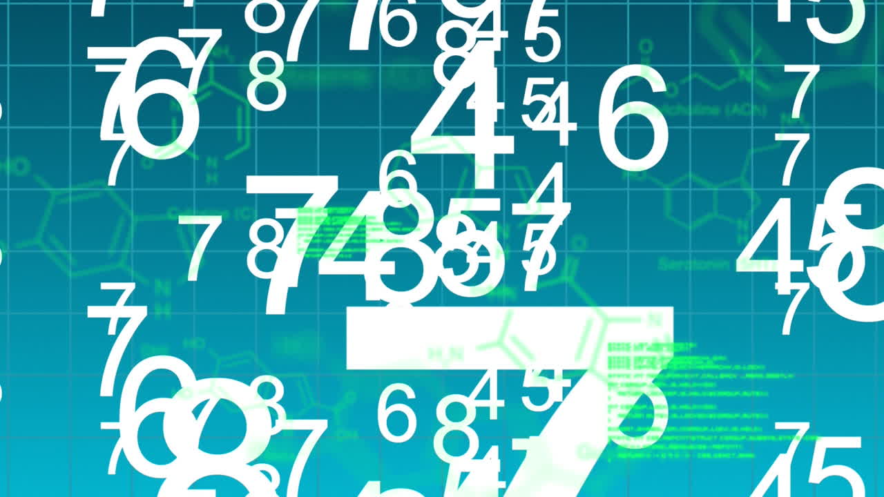 Text, numbers and digital data are displayed