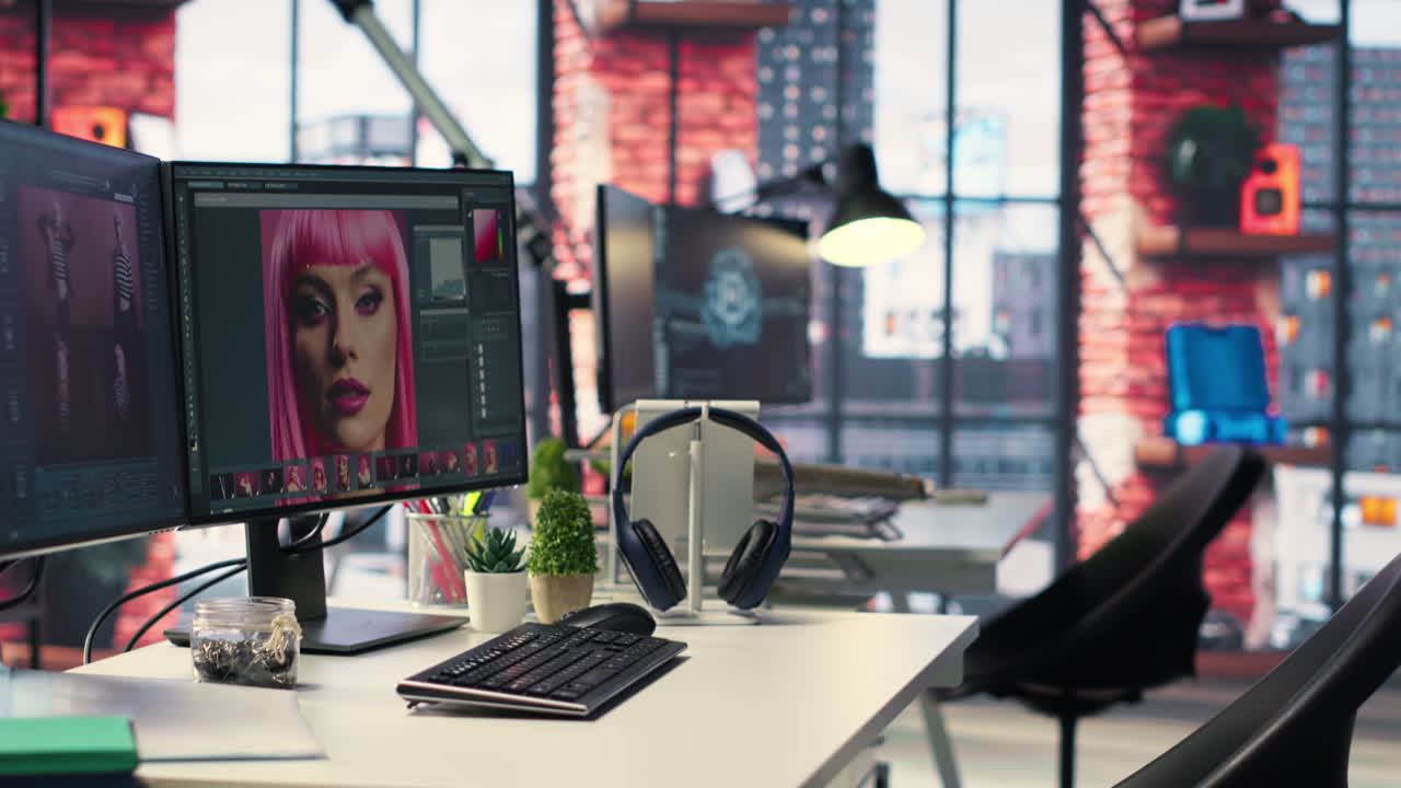 Professional studio setup for AI generated content and photography editing