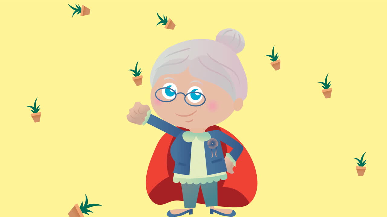 composición de la abuela sonriendo sobre un fondo verde