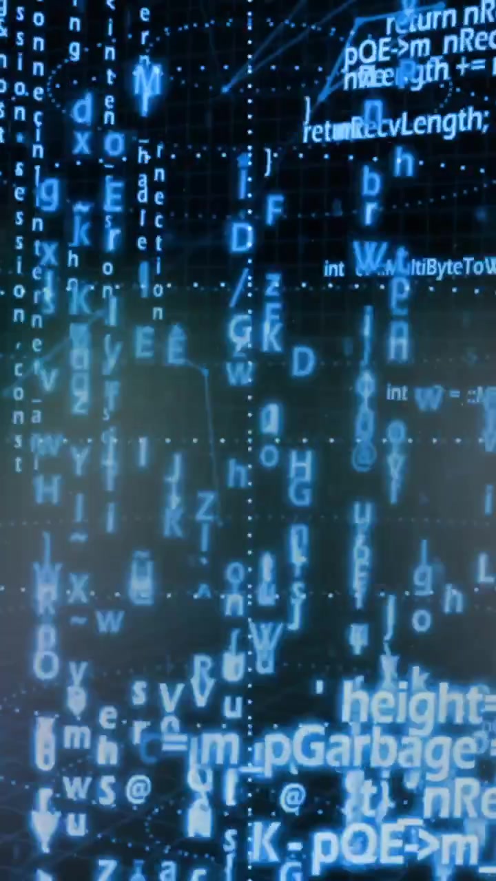 Abstract Digital Code and Data Flowing on a Grid Background