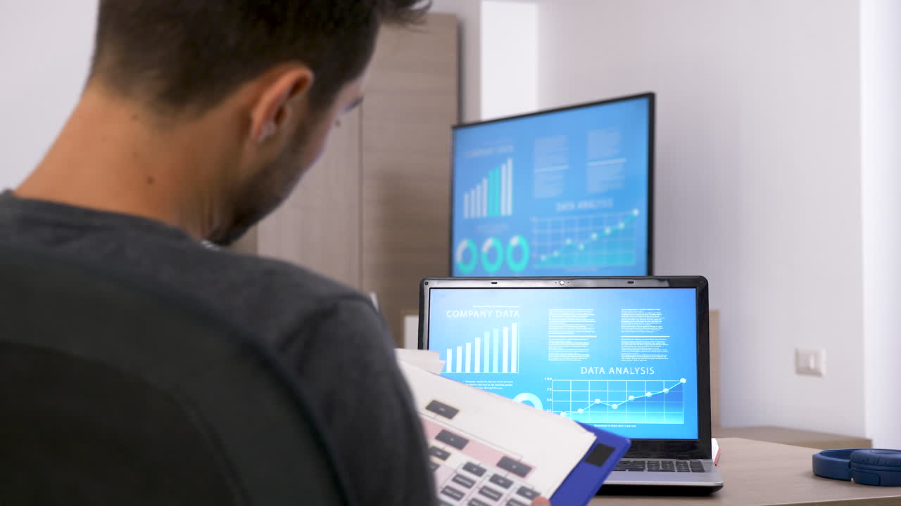 Data Analysis on Laptop and Monitor