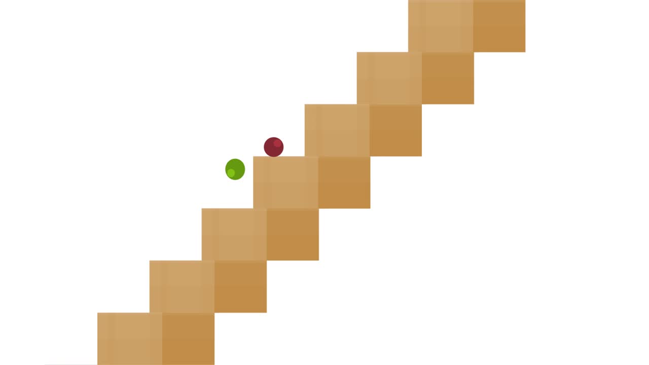 공이 계단 아래로 굴러. 공의 애니메이션. 만화