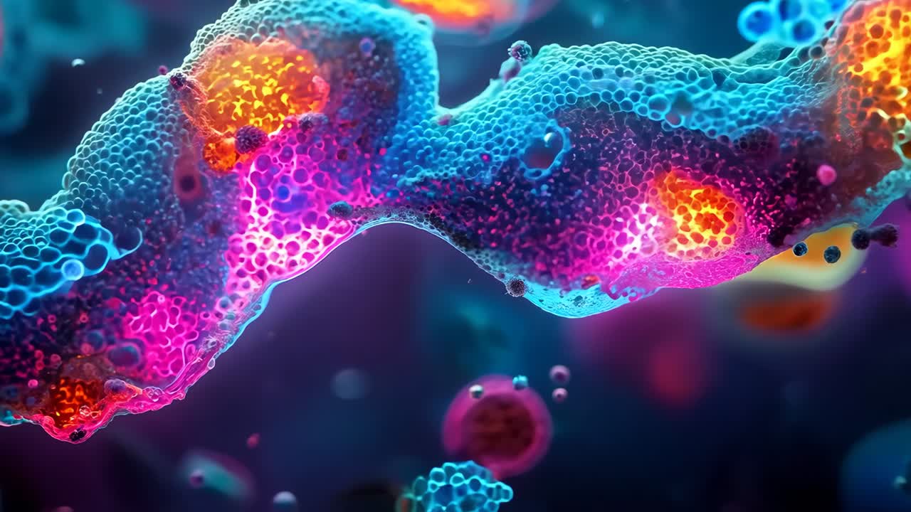 un primer plano de una molécula colorida en el medio de un fondo oscuro