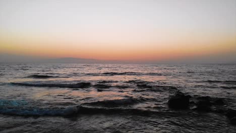 a beautiful sunset while the camera is moving backwards