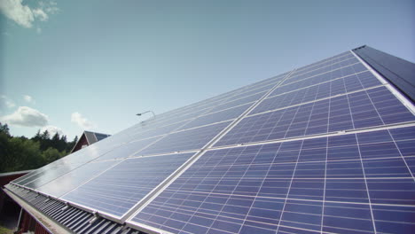 solar panels covering roof of building, slider shot with copy space