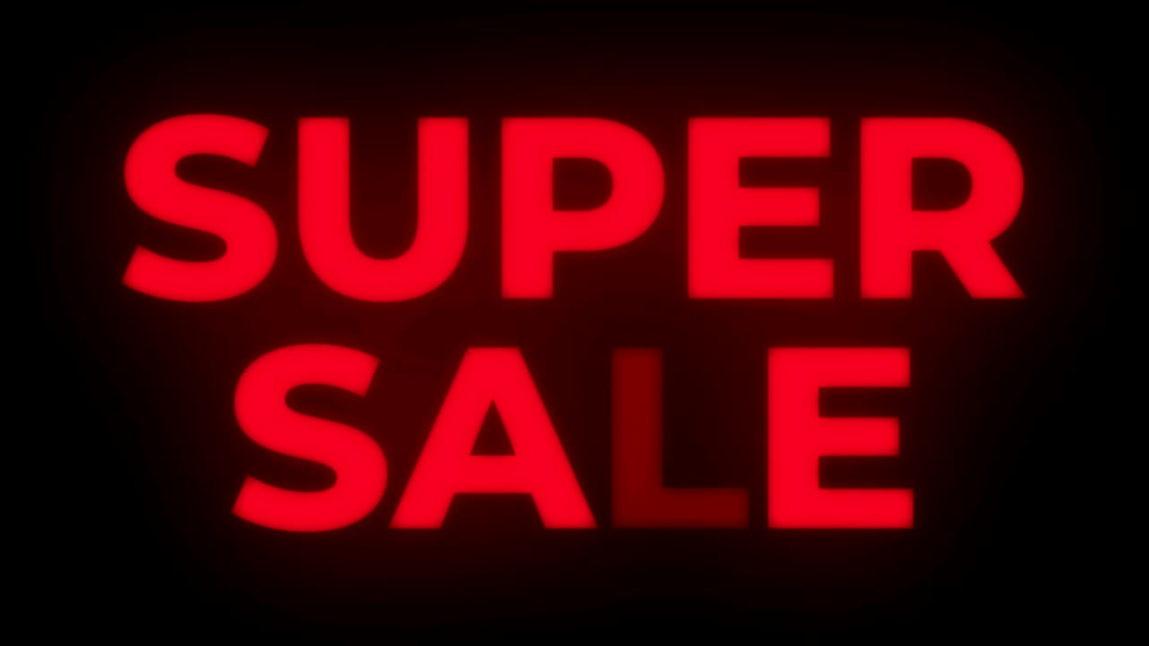 super venta de texto parpadeante muestra bucle promocional.