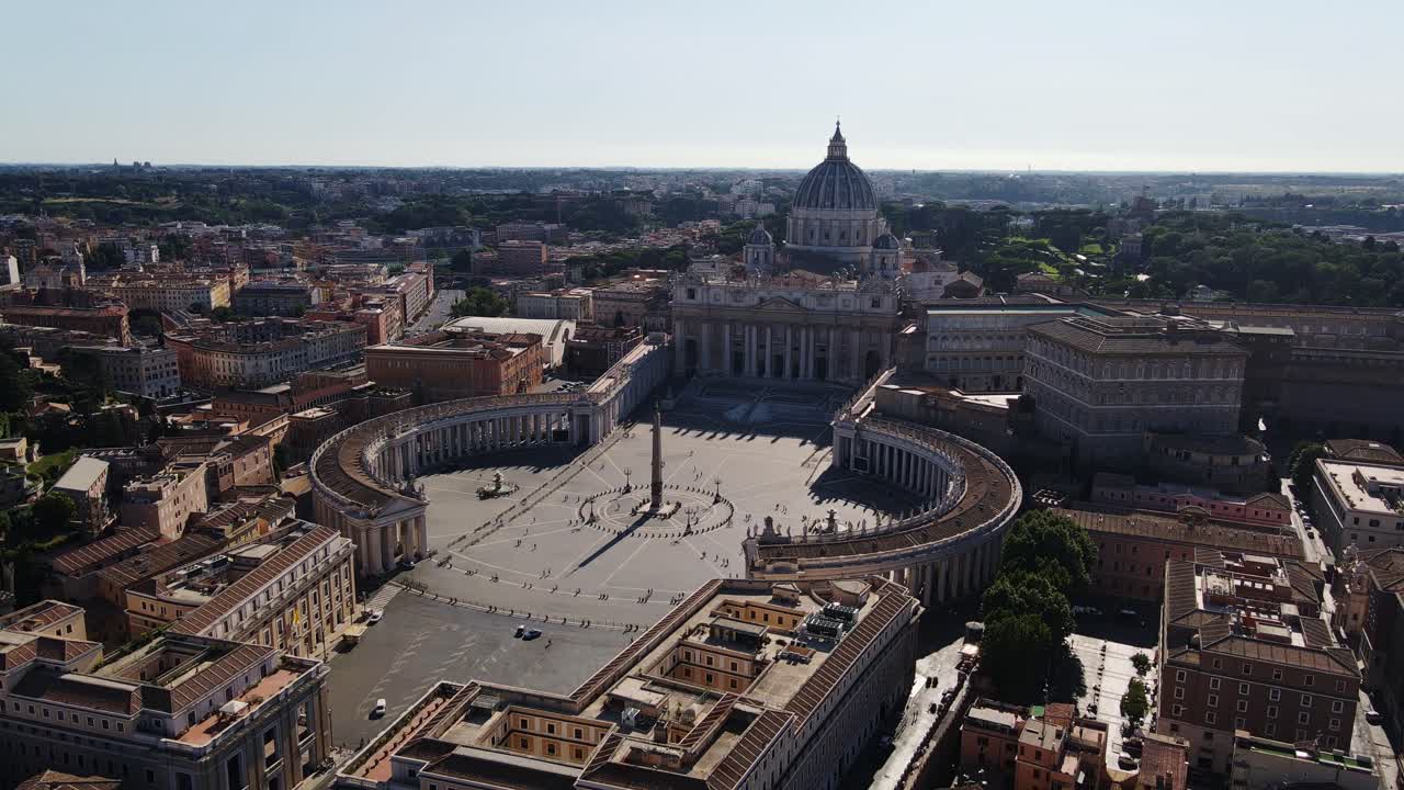 Vatican City and St. Peter’s Basilica in dramatic light, drone, Rome, Italy, 4K
