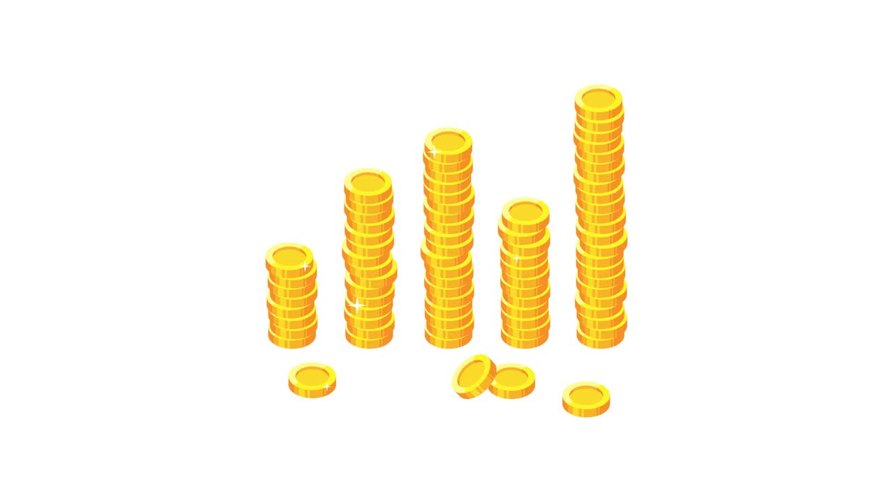 Tumpukan koin emas yang disusun sebagai grafik bisnis opsi satu. Saluran alfa