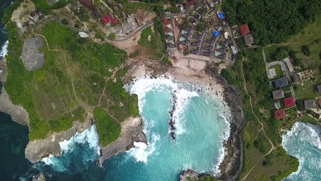 aerial shot of luxury resort at nusa ceningan blue lagoon, bali