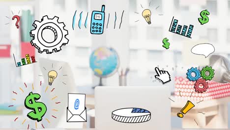 different icons and an office