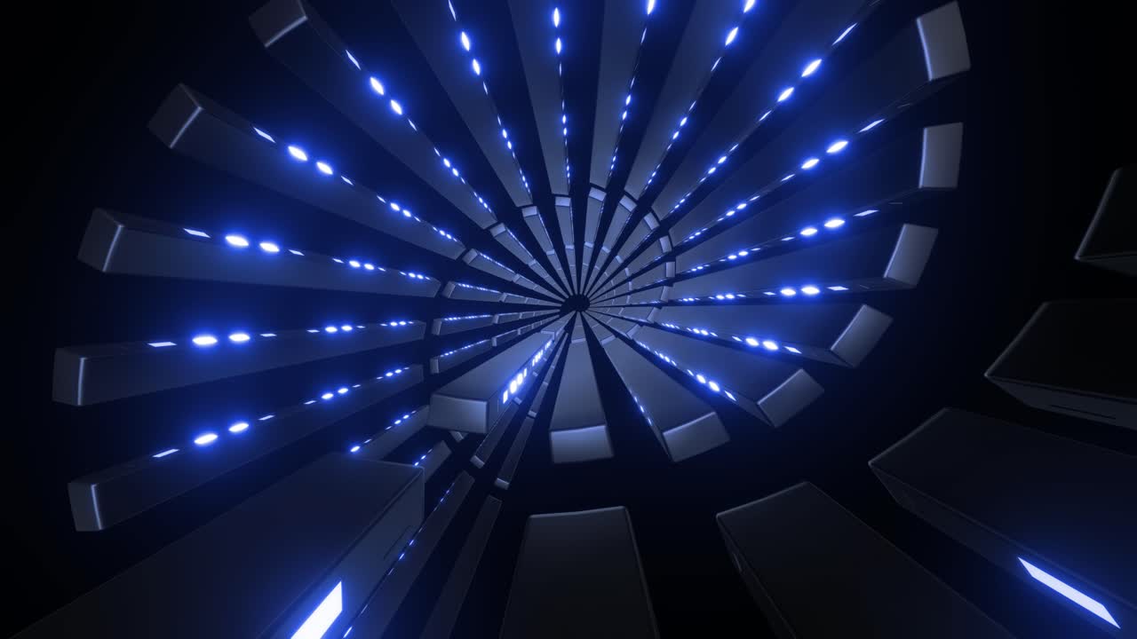 Abstract Futuristic Tunnel with Blue Lights