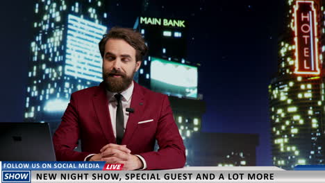 tv host introducing new night talk show