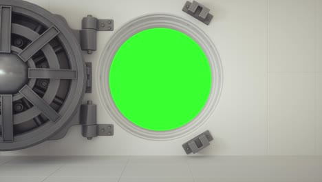 bank vault door opening animation. green screen, chroma key. 4k