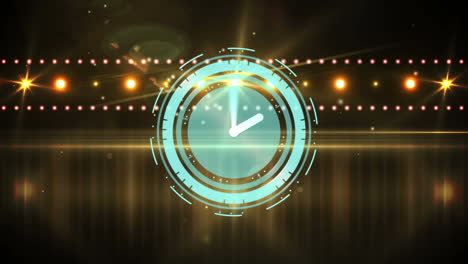 animación del reloj sobre las luces de la discoteca