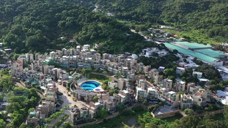 Ciudad-De-Sheung-Shui-Con-Complejo-De-Viviendas-En-Nuevos-Territorios,-Hong-Kong