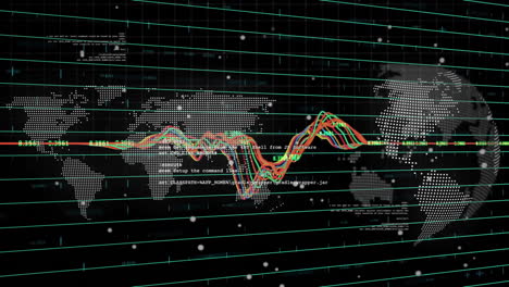 Animation-of-financial-data-processing-over-world-map