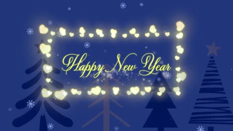 Animation-Eines-Frohen-Neujahrstextes-Mit-Lichterketten-über-Fallendem-Schnee-Und-Bäumen
