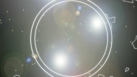 animation of a white cercle glowing over white lines and shapes