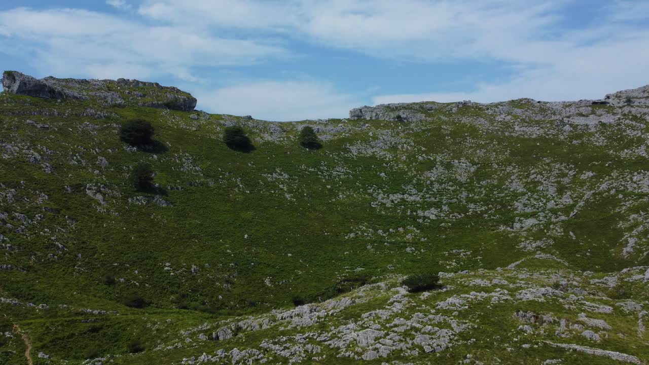 Aerial view of some mountains near the sea in the north of Spain