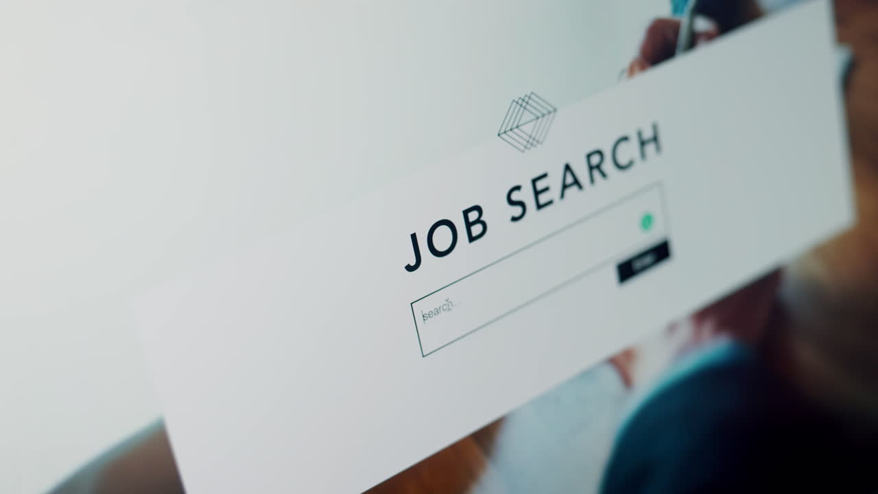 pesquisa de carreira no trabalho no ecrã do portátil ou do computador