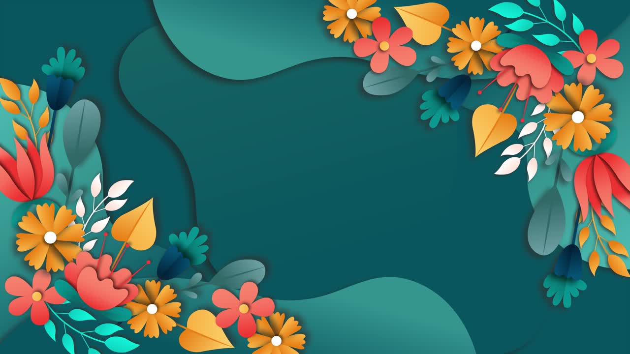 marco de flores en la pantalla verde