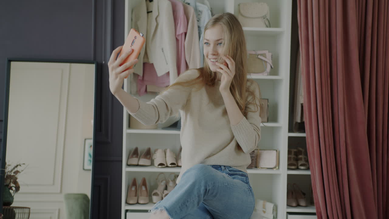 Woman Taking Selfie in a Dressing Room