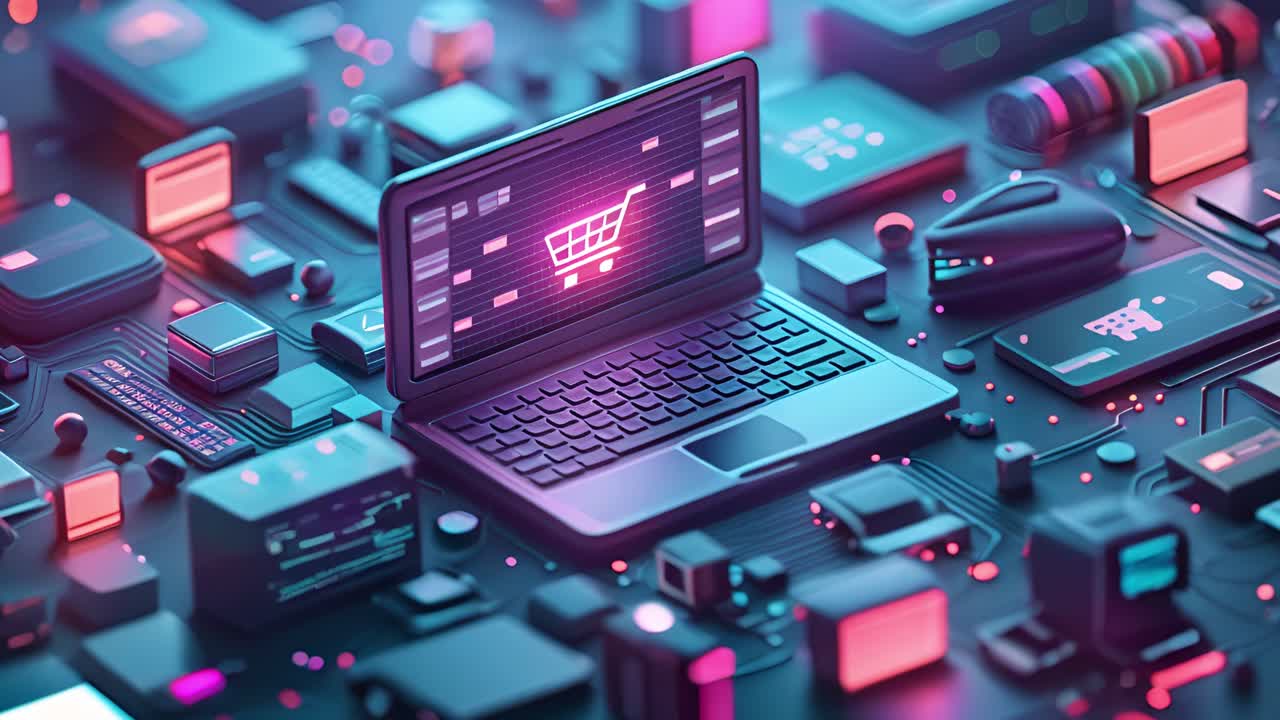 Futuristic E-commerce and Digital Technology Concept