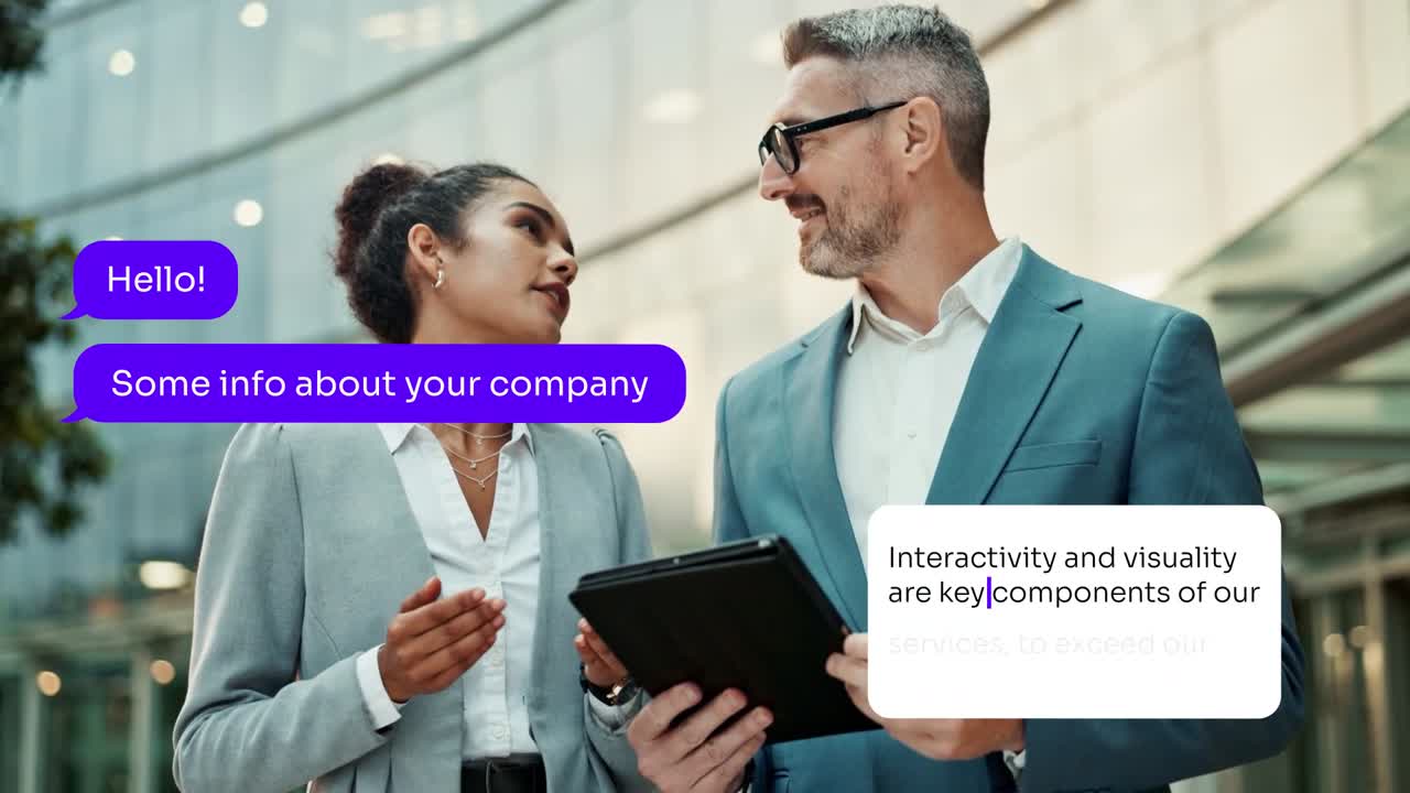 Two Business Professionals Discussing Information on a Tablet Outdoors