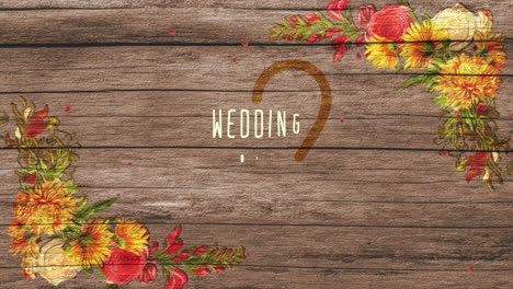 Wedding-Day-with-summer-vintage-flowers-and-heart-on-wood