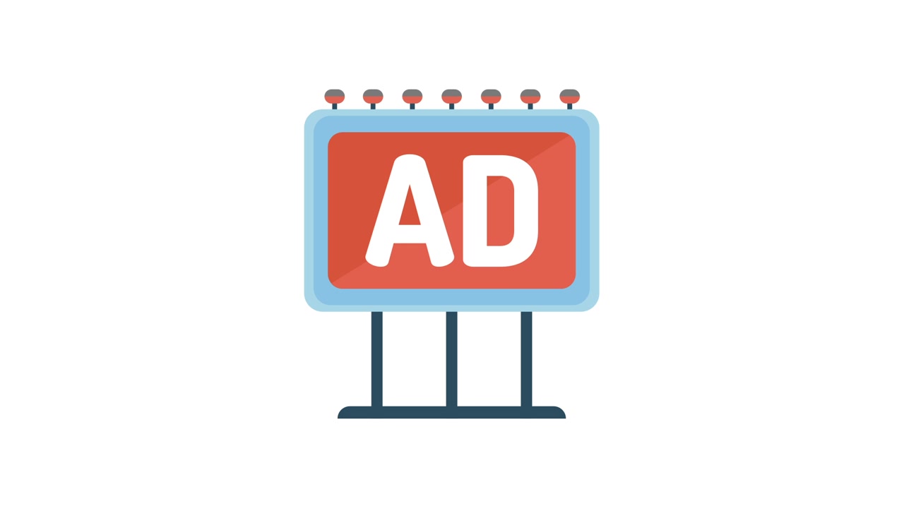 Animated Billboard with 'AD' Text Appearing and Disappearing