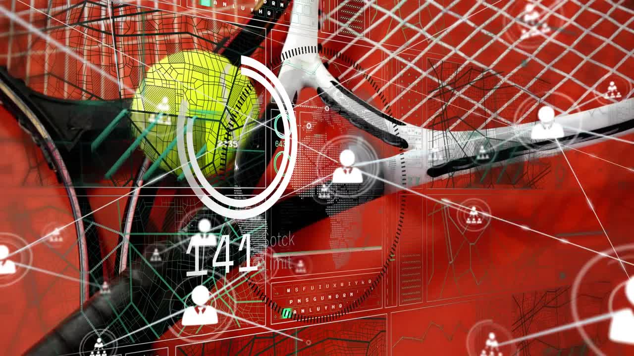 анимация сети соединений над человеком, носящим vr-гарнитуру