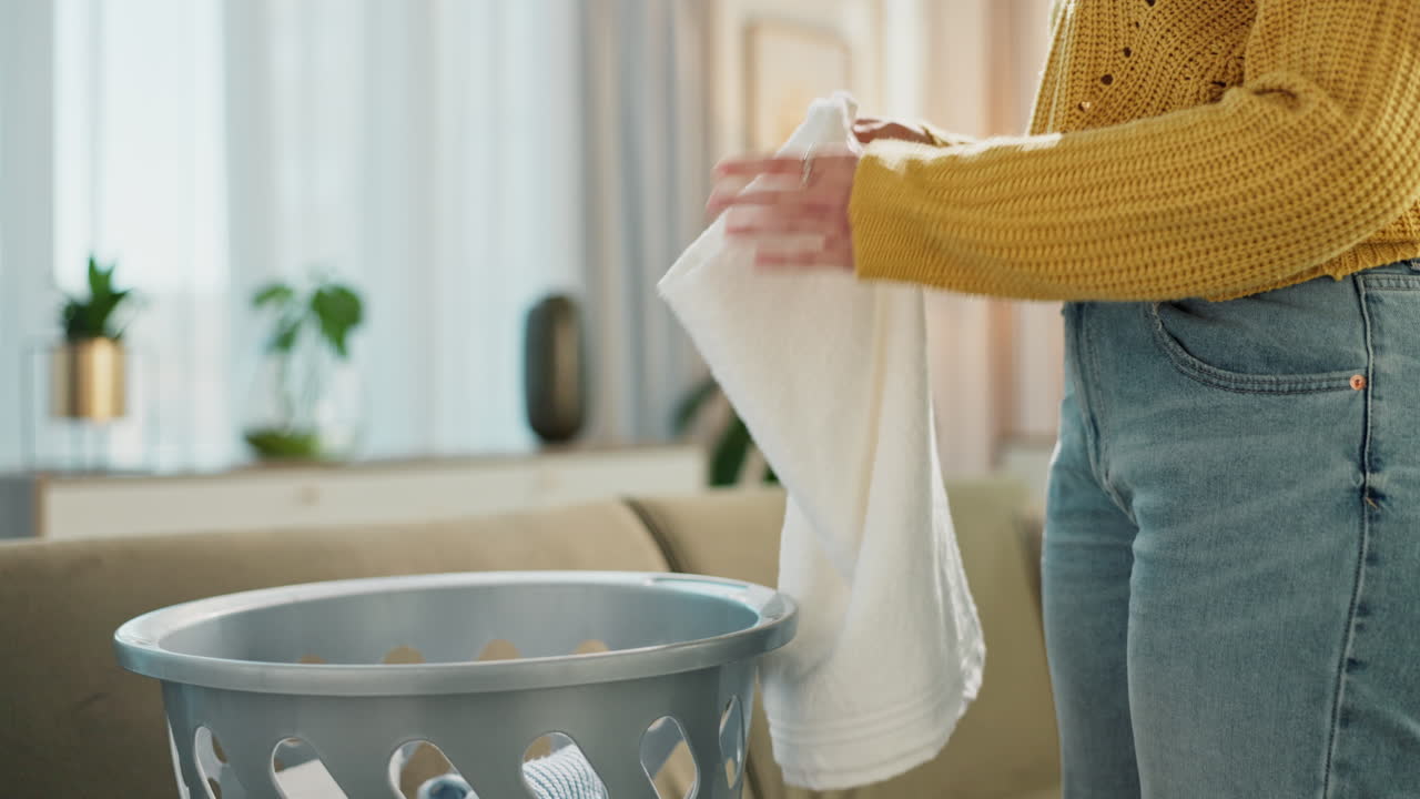 A woman doing laundry at home
