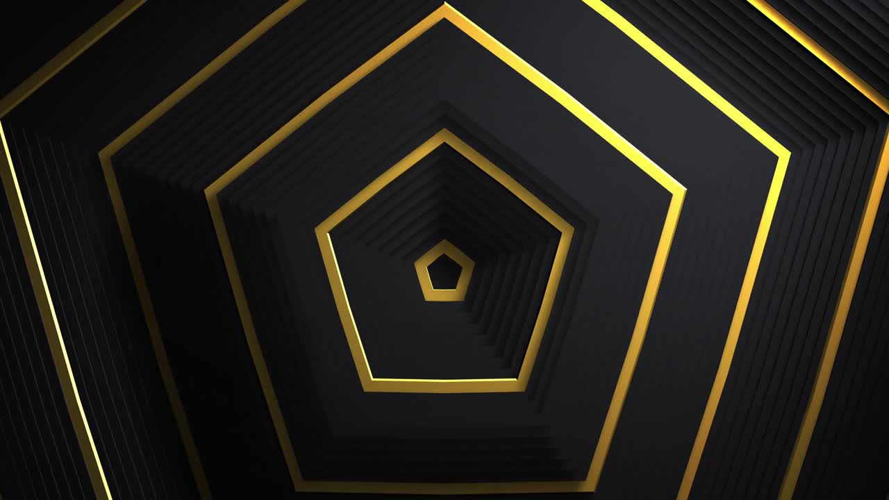 금색과 검은색의 모양이 무 없는 루프로 흔들리는 애니메이션