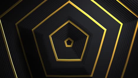 Animation-of-gold-and-black-shapes-waving-on-seamless-loop