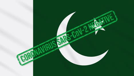 pakistán balanceando la bandera con el sello verde de la libertad del coronavirus, bucle