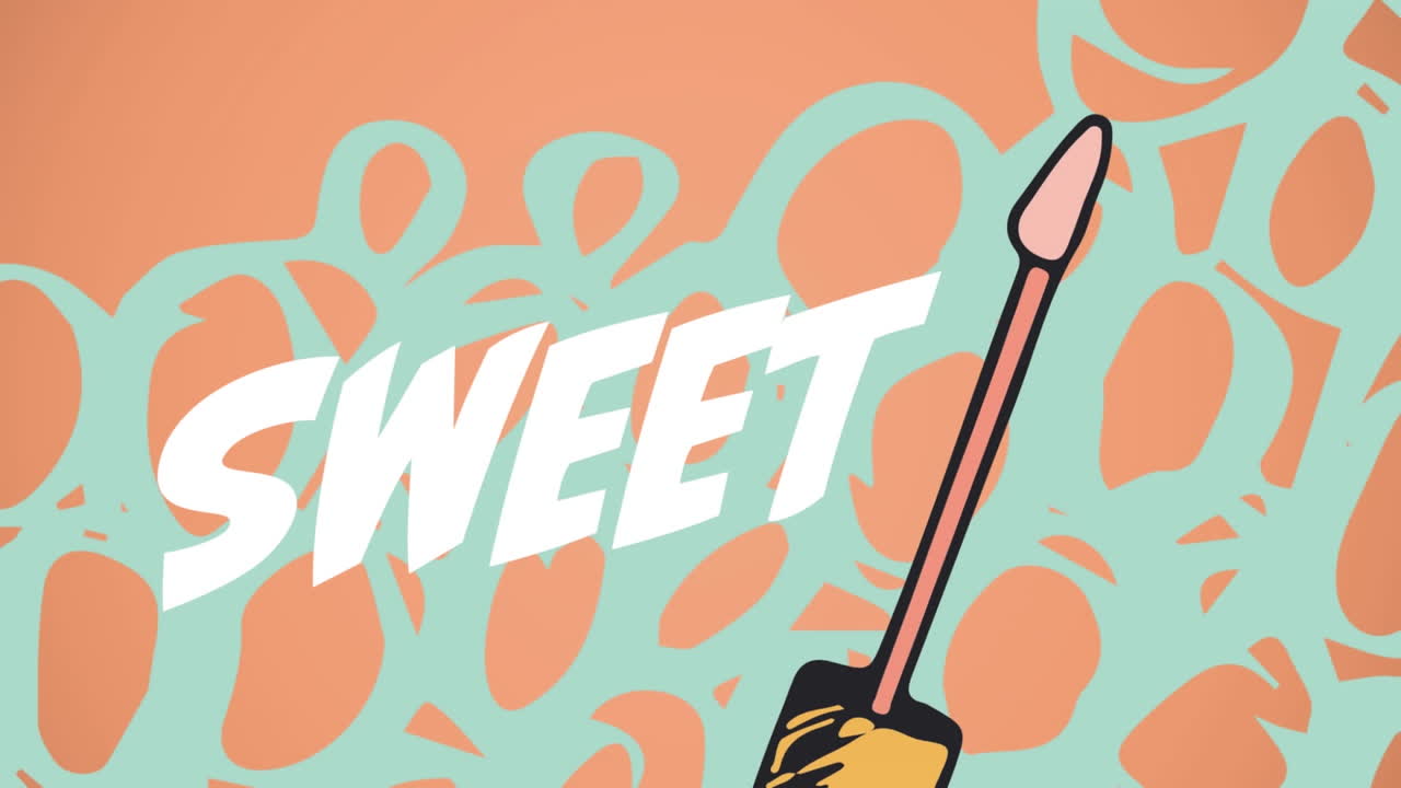 오렌지색 배경에 마스카라 아이콘의 애니메이션