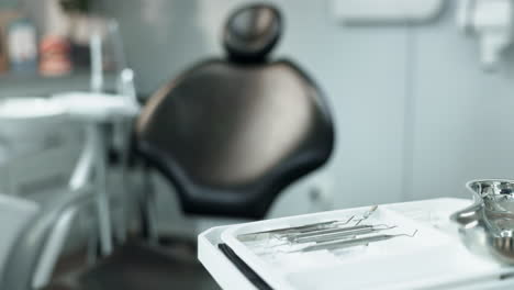 dental office with tools on a tray