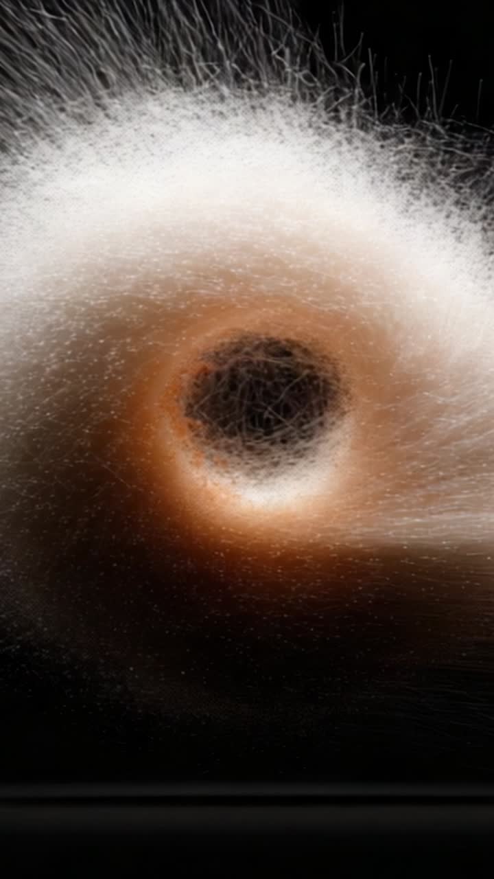 Captivating Abstract Spiral Composition with Textured Fiber Patterns Creating a Dynamic Visual Experience in a Dark Background Setting