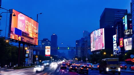 night traffic on a city street