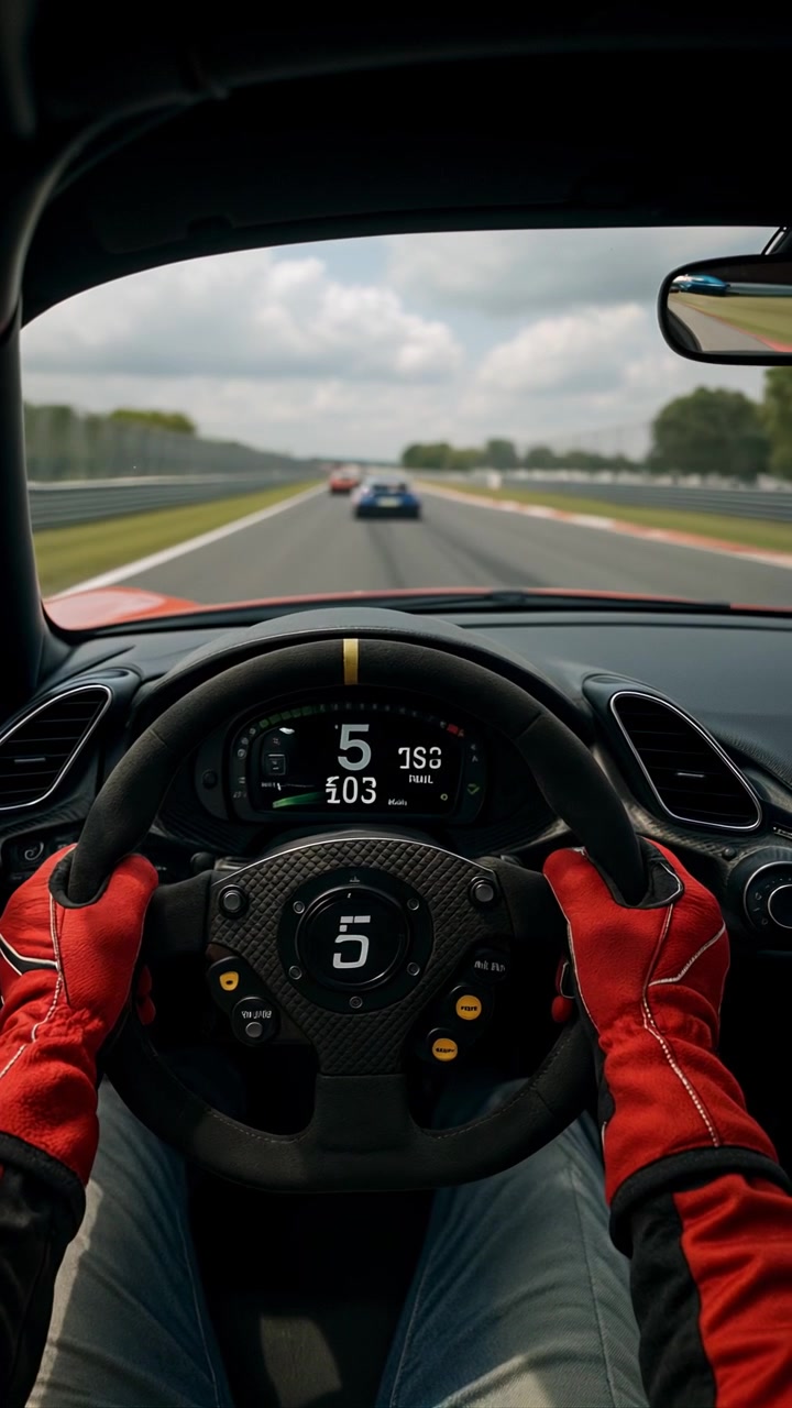 First-Person View of Professional Race Car Driver on Track